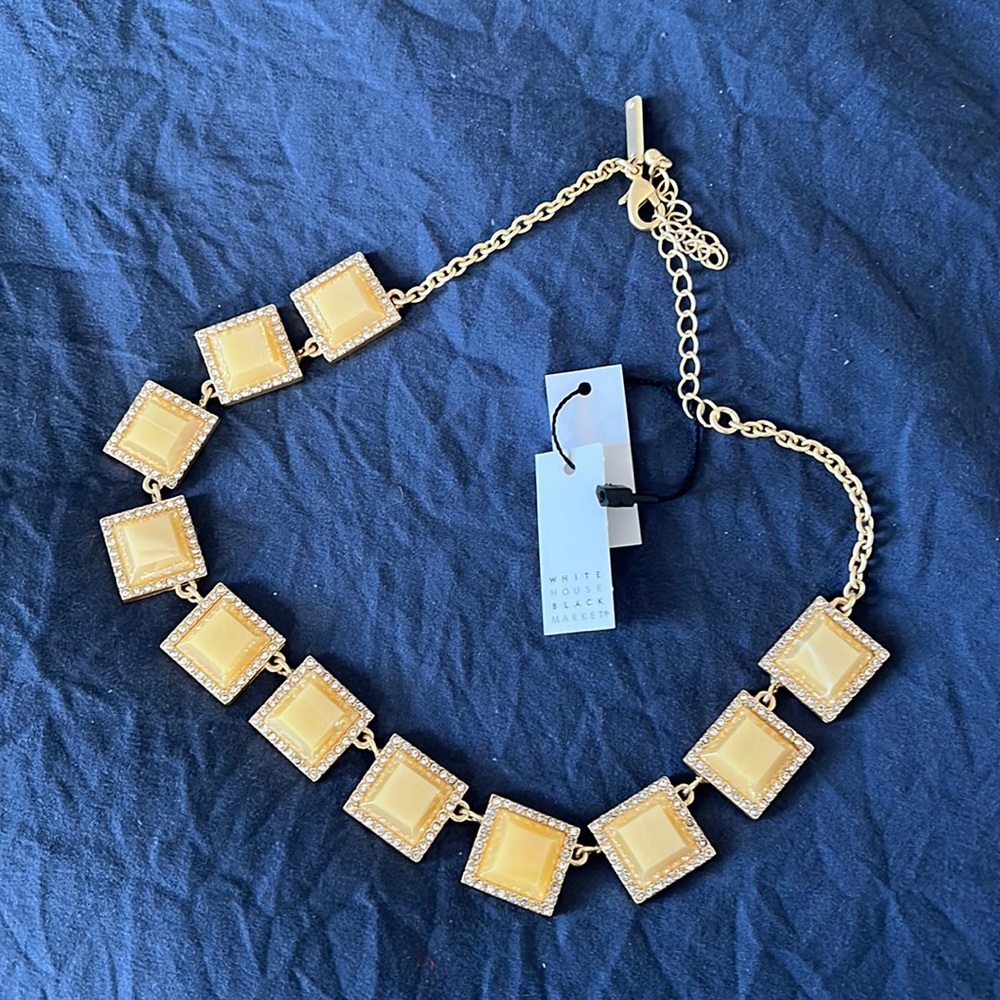 White House Black Market yellow stone bling necklace NWT